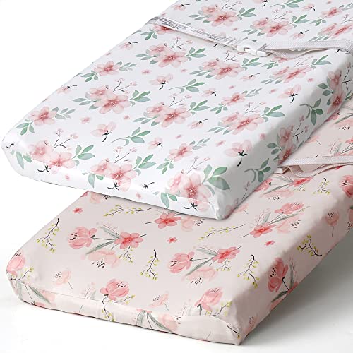  Stretchy Changing Pad Covers BROLEX Carddle Sheet Set For Baby Boys Girls,2 Pack Jersey Knit,Owl & Bear