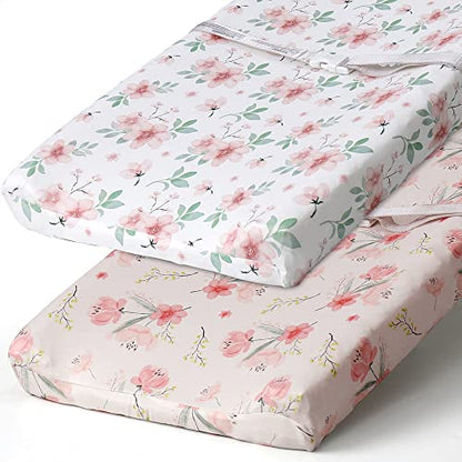  Stretchy Changing Pad Covers BROLEX Carddle Sheet Set For Baby Boys Girls,2 Pack Jersey Knit,Owl & Bear