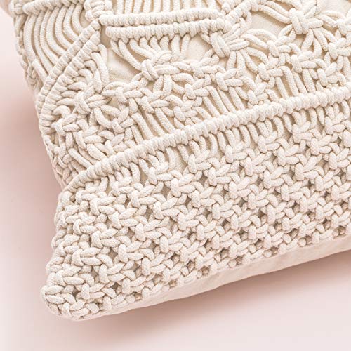  Mkono Throw Pillow Cover Macrame Cushion Case (Pillow Inserts Not Included) Set Of 2 Boho Pillows Decorative Pillow Cover For Bed Sofa Couch Bench Boho Home Decor,17 Inches
