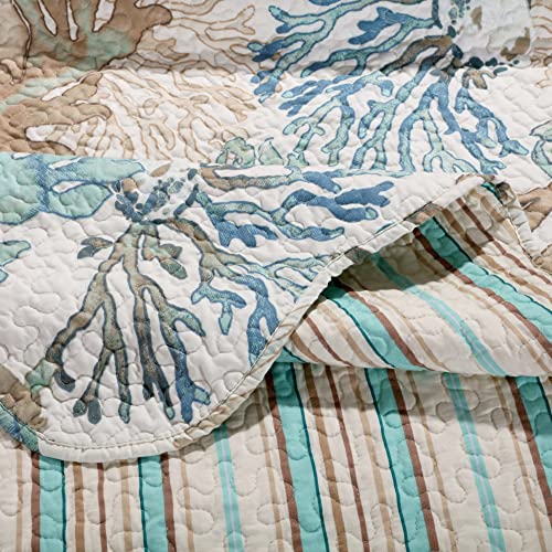  Barefoot Bungalow Atlantis Coastal Quilt Set, 3-Piece Full/Queen, Jade