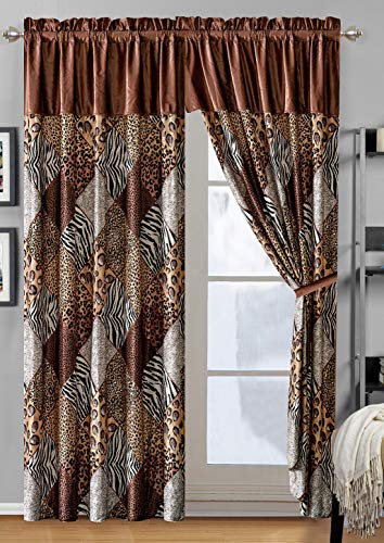  GrandLinen 3 Piece (California) Cal King Size Brown Black White Animal Print Safari Comforter Set. Leopard, Zebra, Cheetah Winter Micro Fur Bedding With Sherpa Backing