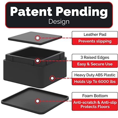  IPrimio Bed Risers - Square, 2 Inch Lift, Heavy Duty, 4 Pack, Up To 10000lbs - Bed Raising Blocks, Furniture Risers - Safe, Sturdy Bed Lifts For College Dorm Rooms, Couches, Tables, Desk Riser