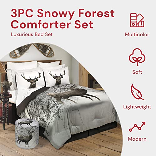  60417.3DQ.02 Full/Queen Deer In Snowy Forest Comforter Set