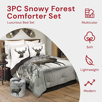  60417.3DQ.02 Full/Queen Deer In Snowy Forest Comforter Set