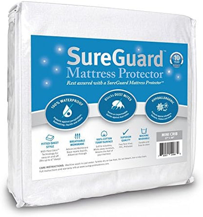  Queen Size Mattress Protector - 100% Waterproof, Hypoallergenic - Premium Fitted Cotton Terry Cover