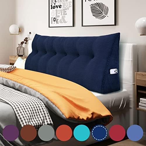  WOWMAX Large Bolster Triangular Headboard Pillow Twin Dorm Headboard Twin XL Bed Wedge Pillow For Headboard Bolster Pillow For Bed With Removable Cover, Corduroy Grey