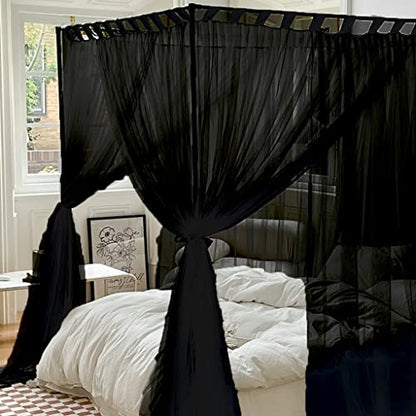  Obokidly Elegant 4 Corners Post Mosquito Canopy Net For Bed Canopy Luxury Netting Bedroom Decoration For Girls Men Women Adults & Boys For Twin/Full/Queen/King/Cal King (California King, Black)