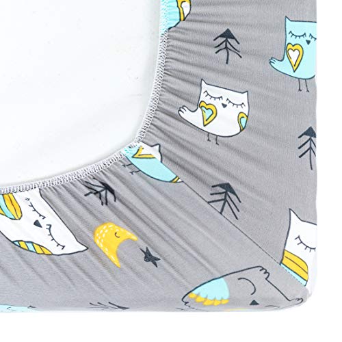  Stretchy Changing Pad Covers BROLEX Carddle Sheet Set For Baby Boys Girls,2 Pack Jersey Knit,Owl & Bear