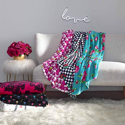 Betsey Johnson Home | Plush Collection | Throw - Ultra-Soft & Cozy Fleece, Lightweight & Luxuriously Warm, Perfect For Bed Or Couch, Bouquet Day 50 X 70