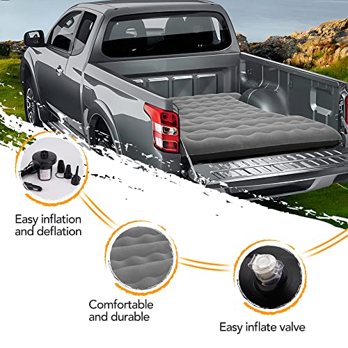  Truck Bed Air Mattress For 5.5-5.8Ft Inflatable Air Mattress For Short Truck Beds Truck Tent Camping Accessories With Pump Pillows Full Size Compatible With F150, Ram, GMC, Ect