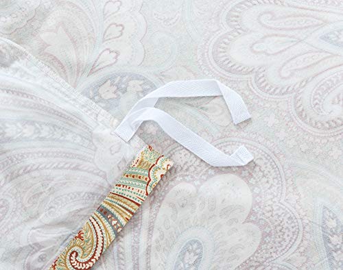 Eikei Boho Paisley Print Luxury Duvet Quilt Cover And Shams 3pc Bedding Set Bohemian Damask Medallion 350TC Egyptian Cotton Sateen (Rust, King)