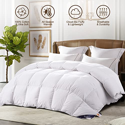  Globon Goose Down Comforter King Size All Season Duvet Insert Ultra-Soft 100% Cotton, 45OZ,650 Fill Power, Medium Warmth With Corner Tabs, White.…