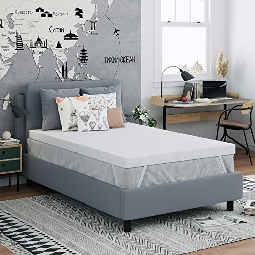  Twin XL Mattress Topper, Mattress Topper Twin Extra Long, Ferlizer 3 Inch Memory Foam Mattress Topper Twin XL For College Dorm With Removable Bamboo Cover And Straps