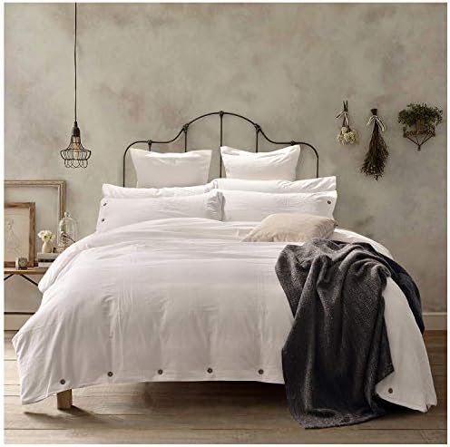  Duvet Cover King, Washed Cotton Duvet Cover Set - 3 Piece (King, Off-White)