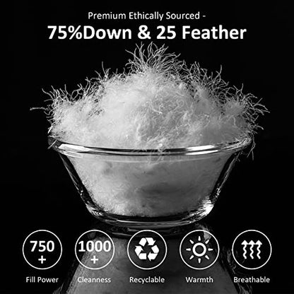  Three Geese All Season Down Comforter,Bedding Comforter Duvet Insert Medium Warmth With 48oz Fill Weight,100% Skin-Friendly Cotton,King 106x90 Inches,750 Fill Power Fluffy With Corner Tabs.