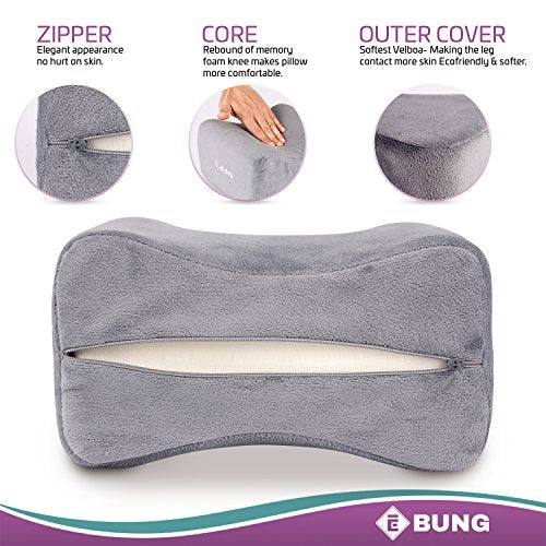  Knee Pillow & Leg Pillow For Hip, Back, Leg, Knee Pain Relief - Ideal For Side Sleepers, Pregnancy And Right Spine Alignment Â€“Memory Foam Wedge Contour With Washable Cover