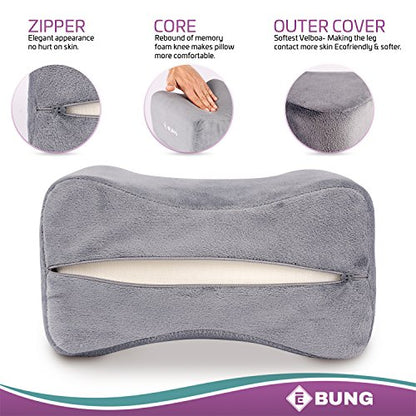  Knee Pillow & Leg Pillow For Hip, Back, Leg, Knee Pain Relief - Ideal For Side Sleepers, Pregnancy And Right Spine Alignment Â€“Memory Foam Wedge Contour With Washable Cover