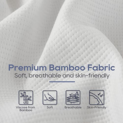  Cube Memory Foam Pillow For Side Sleepers (24"x12"x5" Medium Support), Thick Bed Pillow For Sleeping With Bamboo Cover, Rectangle Pillow For Neck And Shoulder Pain Relief - King, Queen, Square | White