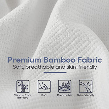  Cube Memory Foam Pillow For Side Sleepers (24"x12"x5" Medium Support), Thick Bed Pillow For Sleeping With Bamboo Cover, Rectangle Pillow For Neck And Shoulder Pain Relief - King, Queen, Square | White