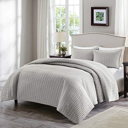  Comfort Spaces Kienna Quilt Set-Luxury Double Sided Stitching Design All Season, Lightweight, Coverlet Bedspread Bedding, Matching Shams, Twin/Twin XL(66"x90"), White,CS14-0263