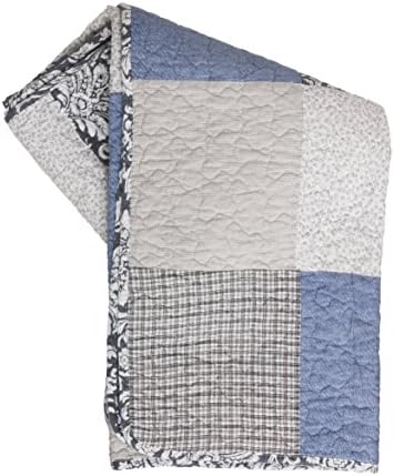  Ecret Garden 50" X 60" Cotton Quilted Throw Blanket: Floral Farmhouse Comforter, 100% Cotton Pink Grey Quilt, Patchwork Coverlet, Traditional Quilt For Couch And Bed, Country Lap Cover