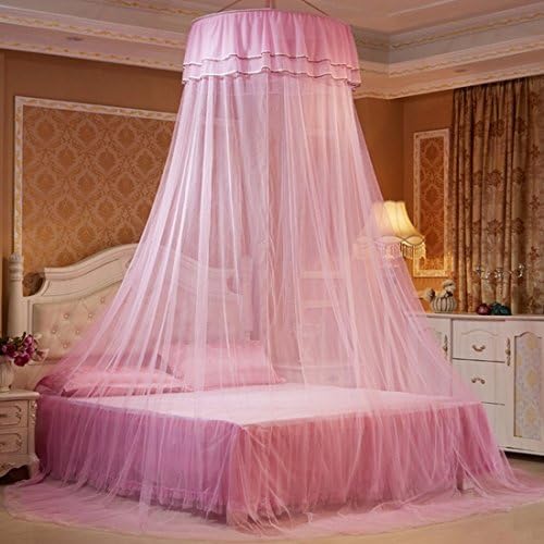  Petforu Mosquito Net Dome, Princess Bed Canopies Netting Elegant Lace With 2 Butterflies For Decor - Purple