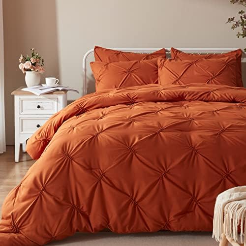  Queen Comforter Set -Pintuck Down Alternative Comforters With 2 Pillow Shams, Soft Queen Size Bedding Comforter Sets Lightweight All Season (Pink,88x88 Inches, 3 Pieces)