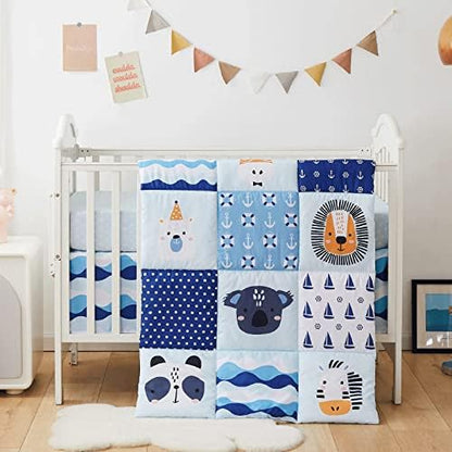  Beeweed 4-Piece Crib Bedding Set For Boys Girls, Soft Baby Bedding Set Including Blanket, Crib Skirt, Crib Sheets & Diaper Stacker, Flower Butterfly Nursery Bedding Set