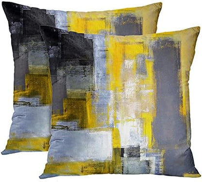  Emvency Set Of 2 Blue White And Gray Throw Pillow Covers Modern Abstract Painting Decorative Pillow Cases Home Decor Standard Square 20x20 Inches Pillowcases