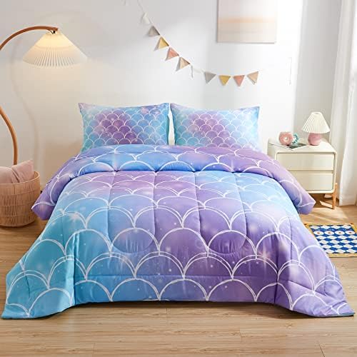  Beeweed 2 Piece Kid Comforter Set Twin Size, Space Rocket Bedding Set For Teen Boys Girls