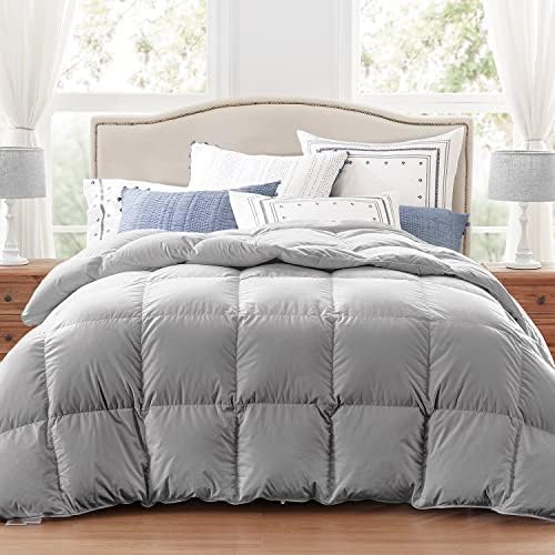  Globon Luxurious Feather Down Comforter King Size,Fluffy Hotel Collection Duvet Insert Heavyweight For Winter, 100% Soft Cotton Shell With Corner Tabs, Dark Grey(106x90inches)…