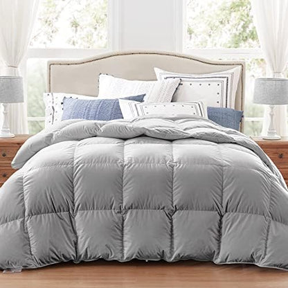  Globon Luxurious Feather Down Comforter King Size,Fluffy Hotel Collection Duvet Insert Heavyweight For Winter, 100% Soft Cotton Shell With Corner Tabs, Dark Grey(106x90inches)…