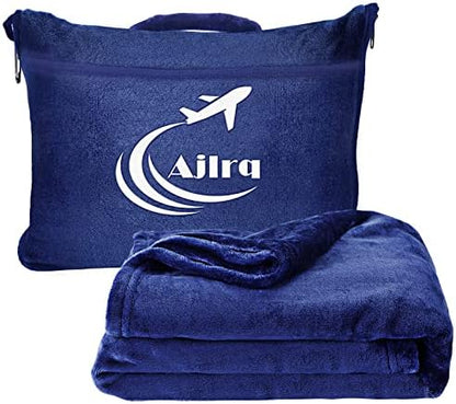  Ajlrq Travel Blanket Airplane Pillow, Premium Soft Polyester 2 In 1 Travel Pillow Airplane Blanket WithSoft Bag Pillow Case Travel Essentials With Storage Bag And Handle Belt (Pink)