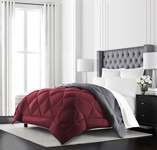  Beckham Hotel Collection Goose Down Alternative Reversible Comforter - All Season - Premium Quality Luxury Comforter - King/Cal King - Grey/Black