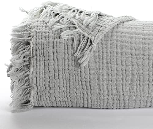  Cotton Muslin Blanket 4-Layer Ivory Blankets For Adult 79 X 83 Inch Extra Large Lightweight Soft Breathable Throw Comfort Blanket All Season