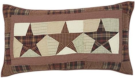  VHC Brands Abilene Star Standard Sham 21x27 Country Patchwork Design, Burgundy