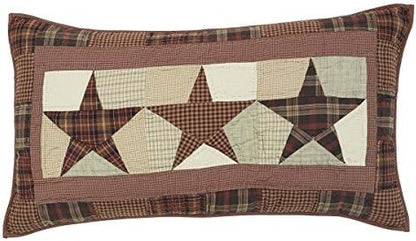  VHC Brands Abilene Star Standard Sham 21x27 Country Patchwork Design, Burgundy