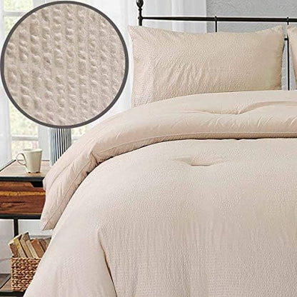  Nanko Seersucker King Comforter Set Black 3 PC All Season Reversible Down Alternative Quilted Duvet Insert, Microfiber Filling, Luxury Hotel Quality Bedding Sets In A Bag, Size 90 X 104 Inch