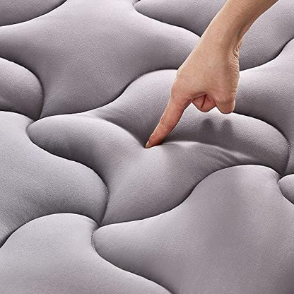  Cooling Mattress Topper Twin Mattress Pad, Quilted Fitted Mattress Cover, Machine Washable, Soft Fluffy Down Alternative, Deep Pocket 8~21 Inch (White, Twin)