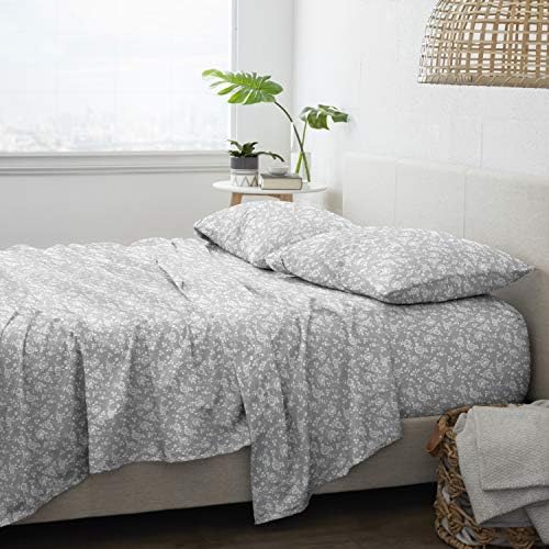  Linen Market Premium My Heart Pattern 4 Piece Bed Sheet Set, Full, Light Gray