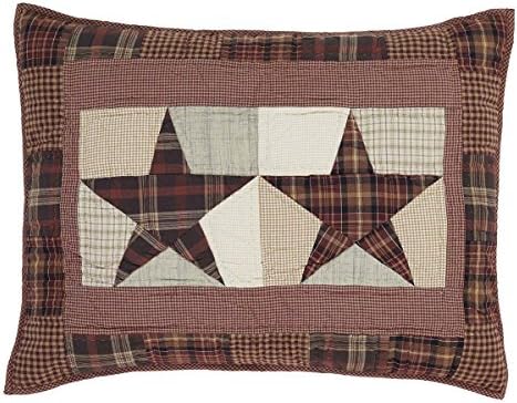  VHC Brands Abilene Star Standard Sham 21x27 Country Patchwork Design, Burgundy