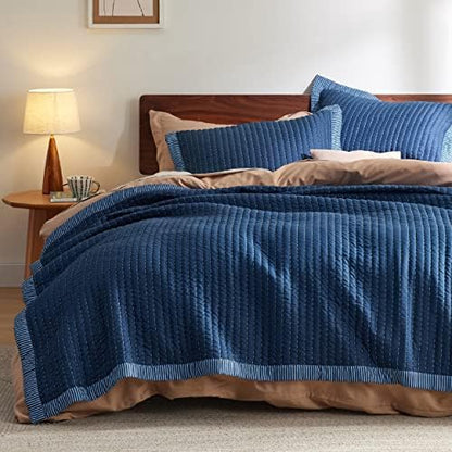  Bedsure Linen Quilt Queen Size - Lightweight Soft Quilt Bedding Set For All Seasons, Bedspreads & Coverlets, Corduroy Pattern Quilt Set, 3 Pieces With 2 Pillow Shams