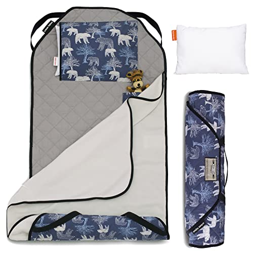  Tot Cot Kids Nap Mat - Toddler Preschool Daycare Bedding Cover With Blanket And Pillow - Poppies