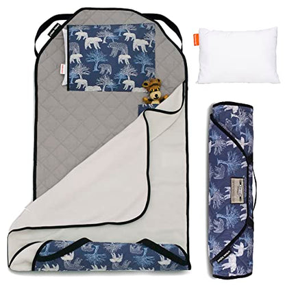  Tot Cot Kids Nap Mat - Toddler Preschool Daycare Bedding Cover With Blanket And Pillow - Poppies