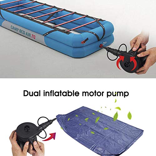 Battery Powered Air Mattress Pump, Electric Quick-Fill Blower Portable Inflator Deflator For Inflatables Raft Bed Boat Pool Toy, Black