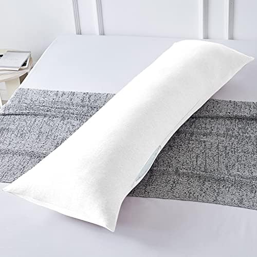  Body Pillow Cover Case 20x54 Inch, Soft Cotton Long Pillowcase With Zipper, Jersey, 20x54 Inch, Light Grey