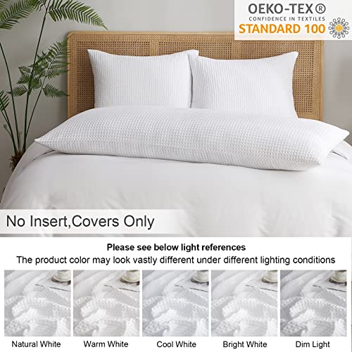  PHF Ultra Soft Waffle Weave Body Pillowcase 20" X 54", No Insert, Breathable & Skin-Friendly Body Pillow Sham With Zipper, Decorative Waffle Weave Body Pillow Cover, White