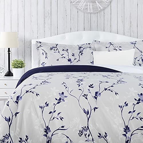  Rust Orange Floral Duvet Comforter Cover Bedding Set Queen Size - Floral Print 3-Piece Set Lightweight Elegant Aesthetic Microfiber Bedcover - Soft Machine Wash Breathable Stain Resistant