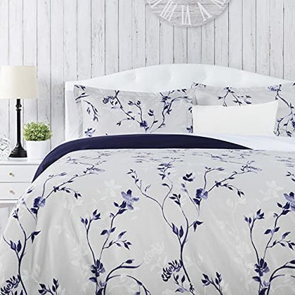  Rust Orange Floral Duvet Comforter Cover Bedding Set Queen Size - Floral Print 3-Piece Set Lightweight Elegant Aesthetic Microfiber Bedcover - Soft Machine Wash Breathable Stain Resistant
