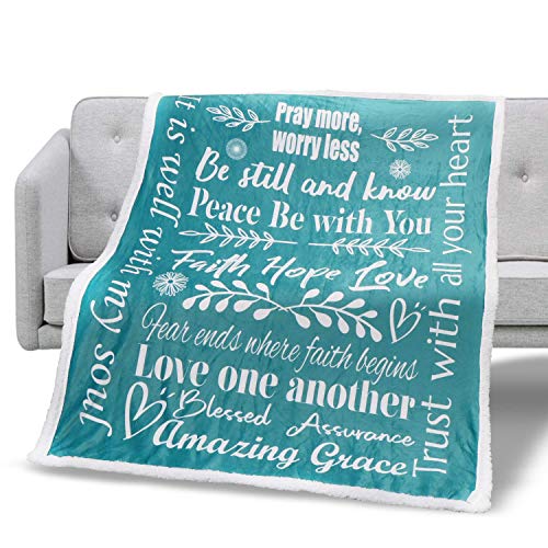  Christian Throw Blanket Religious Gifts With Faith Hope Love Messages For Christian Gifts For Women | Inspirational Fluffy Blankets | Snuggly Soft And Cozy Blanket Christian Decor | 50" X 60" Teal